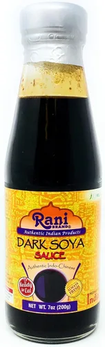 Salsa de soja oscura Rani 7oz (200g) tarro de vidrio ~ Sin colores | Sin OMG | Vegano | Sin gluten | Origen indio