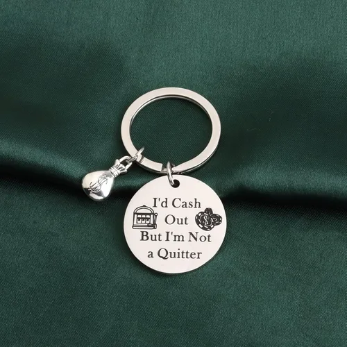Miniatura 6 de PLITI Llavero de máquina tragamonedas para regalo de casino, regalo para amantes del casino, regalo para jugadores, I'd Cash Out But I'm Not A