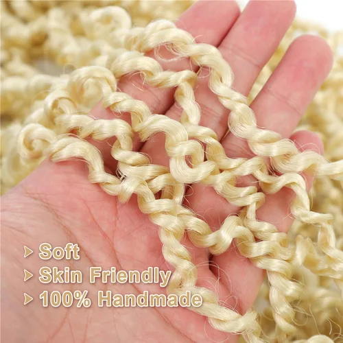 Miniatura 5 de SOKU Pelo rubio de ganchillo mini Passion Twist de 20 pulgadas – 5 paquetes de cabello de ganchillo senegalés pretrenzado 613 Majesty Twist Crochet