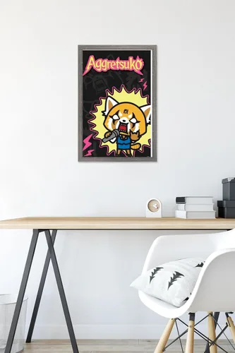 Miniatura 6 de Trends International Aggretsuko Rock Out - Póster de pared, 22.4 pulgadas de largo x 14.7 pulgadas, versión enmarcada en madera de granero