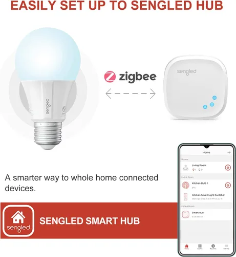 Miniatura 4 de Sengled - Bombillas inteligentes Zigbee, requiere un concentrador inteligente, funciona con SmartThings y Echo con concentrador incorporado, control