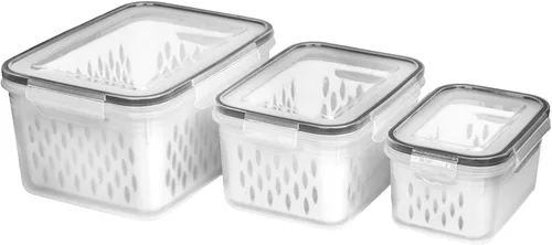 Miniatura 8 de Contenedores de almacenamiento de frutas y verduras para refrigerador, 6 piezas/3 juegos de contenedores para mantener frescos y conservadores