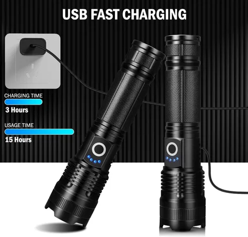 Miniatura 3 de Lylting Linternas Recargables Altos Lúmenes, 4 Pack 99,000 Lúmenes Linternas LED con Batería de 5000mAh, Linternas Multifuncionales Impermeables