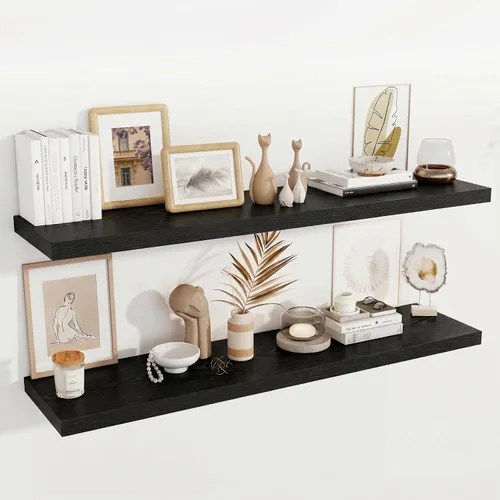 Miniatura 99 de Fun Memories Estantes flotantes de 12 pulgadas de profundidad, estantes de pared de madera de 16 x 12 pulgadas, estante de almacenamiento rústico