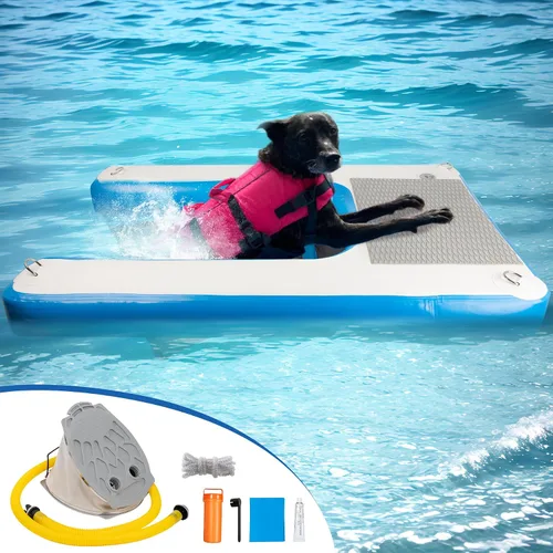 Miniatura 9 de Rampa inflable para barcos para perros de 48 x 32 pulgadas, rampa inflable para barcos y rampas de piscina para perros, rampa antideslizante