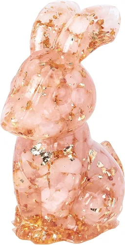Miniatura 10 de Rockcloud Estatua de conejo hecha a mano de resina de cristal de amatista, estatua de piedra de cristal, escultura para decoración de oficina