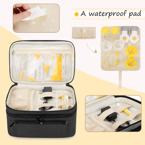Miniatura 2 de BAFASO Bolsa para extractor de leche (compatible con bomba Medela en estilo) con una almohadilla impermeable para piezas de bomba de carga, funda
