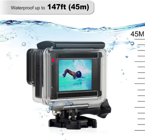Miniatura 3 de GEPULY Funda impermeable para cámara GoPro Hero 4/3+/3 Black Siver fotografía subacuática – Resistente al agua hasta 131 pies (131.2 ft)
