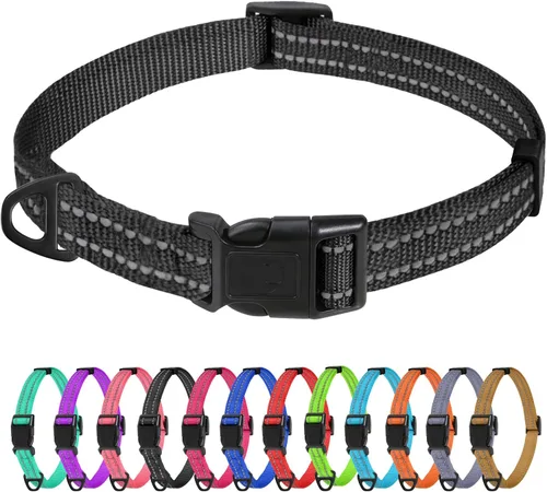 Miniatura 37 de TagME Collares de nailon reflectantes para perros, collar ajustable clásico para mascotas con hebilla de liberación rápida para perros pequeños