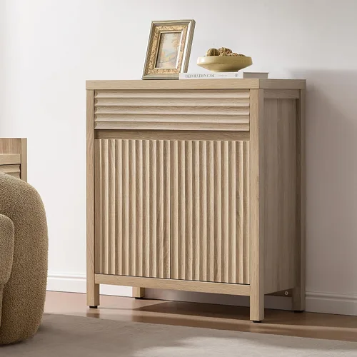 Miniatura 7 de SICOTAS - Aparador de buffet con cajón - Aparador estriado moderno con puertas y estantes ajustables, credenza de estilo casa de campo para barra