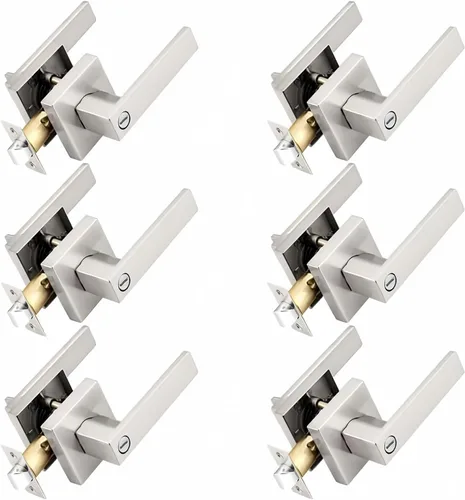 Miniatura 139 de Probrico Paquete de 4 manijas de puerta simuladas en negro mate, manijas interiores que no giran, manijas reversibles resistentes para interiores