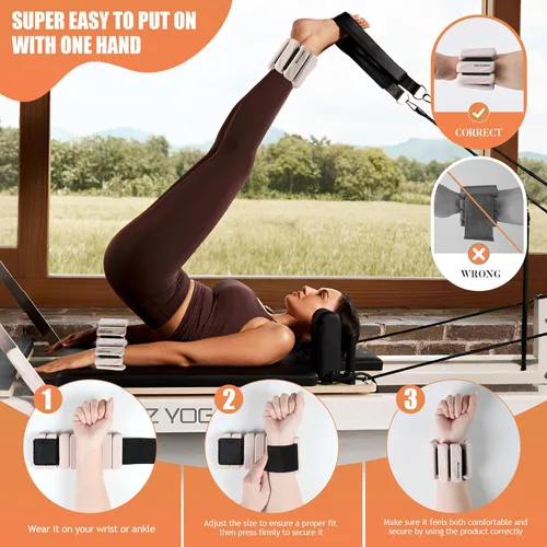 Miniatura 5 de BECOJADDE Juego de 2 pesas para tobillo (1 libra/2 libras cada una) para mujeres y hombres, pulsera ajustable para muñeca para gimnasio en casa