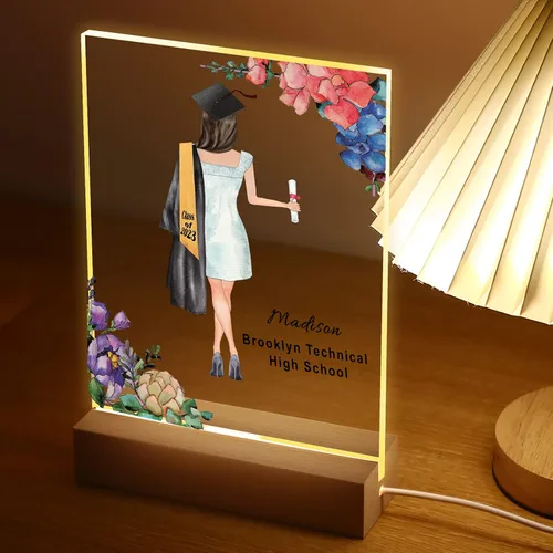Miniatura 7 de Regalos de graduación para ella 2023, luz nocturna personalizada, lámpara LED de impresión de recuerdo de graduación, placa de graduación