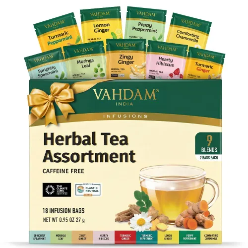 Miniatura 12 de VAHDAM Top 9 Exotic Loose Leaf Tea Sampler (más de 18 tazas) Mezclas florales y afrutadas con delicioso sabor Caliente y helado Perfecto