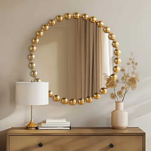 Miniatura 17 de Espejo redondo de Madison Park, espejo circular con marco de metal de 36 pulgadas, decoración de pared montada y colgante para entrada, baño, Negro
