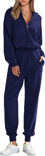 Miniatura 15 de PRETTYGARDEN Conjunto de suéter de 2 piezas para mujer, sudadera con cremallera, pantalones deportivos, ropa casual