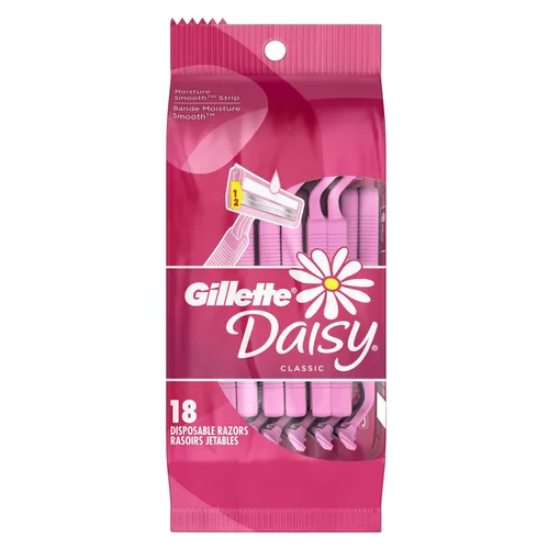 Miniatura 7 de Gillette, Daisy, Clásica máquina de afeitar para mujeres desechables, (1 muestra gratis Simply Venus, color rosa), 12 unidades, Daisy