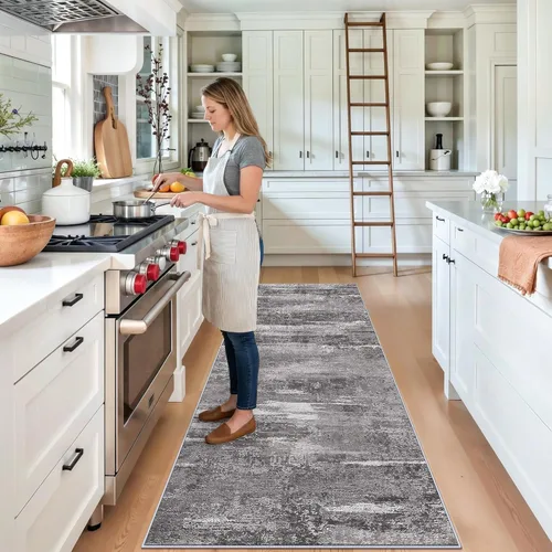 Miniatura 44 de Alfombra lavable para pasillo de 3 x 12 pulgadas, alfombras abstractas modernas con parte trasera antideslizante, alfombra ultra suave para cocina