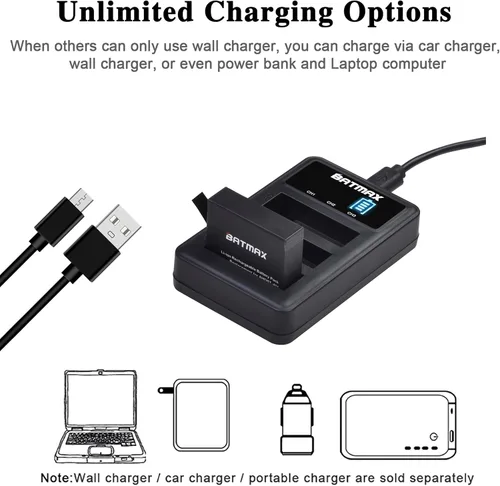 Miniatura 6 de Batmax Paquete de 3 baterías AHDBT-401 de 1680 mAh + LED 3 ranuras cargador USB para Gopro Hero 4 Batería Go Pro Hero4 AHBBP-401 Accesorios