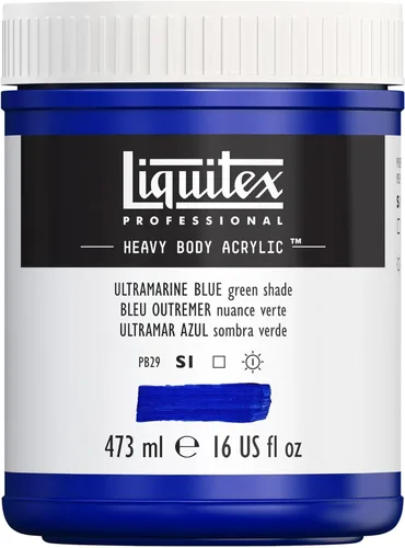 Liquitex Professional Pintura acrílica con cuerpo espeso, tarro de 16 onzas (473ml), azul ultramarino (sombra verde)