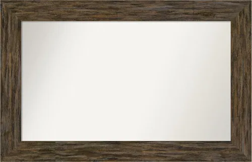 Miniatura 60 de Amanti Art Espejo personalizado, espejo de baño marrón Fencepost, espejo de pared o espejo de tocador de baño sobre el fregadero (27 x 27 pulgadas)