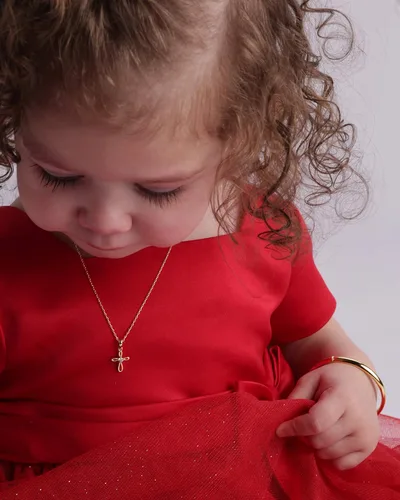 Miniatura 4 de Cherished Moments Collar con colgante de cruz infinita de primera comunión de plata de ley para niña con circonita cúbica, Metal, Circonia cúbica