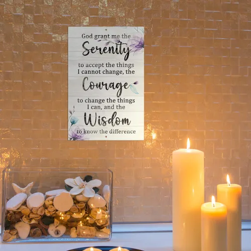 Miniatura 5 de Letrero de oración de serenidad de Putuo Decor, citas inspiradoras, arte de pared cristiano, regalo para mujeres, letrero de metal de 12x8 pulgadas