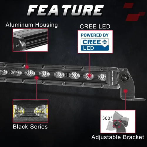 Miniatura 4 de OFFROADTOWN - Barra de luz LED CREE de 40 pulgadas, haz de inundación de una sola fila de 200 W, luces de conducción todoterreno, luces de trabajo