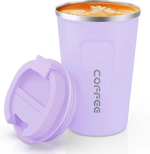 Miniatura 11 de Vaso térmico de acero inoxidable de 12 onzas con aislamiento al vacío, taza de viaje a prueba de derrames con tapa, para mantener caliente/café