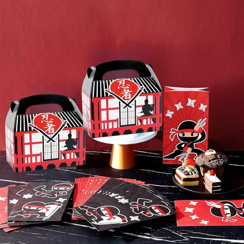 Miniatura 2 de Fun Express Cajas de golosinas Ninja Warrior para cumpleaños, juego de 12, decoraciones de fiesta ninja