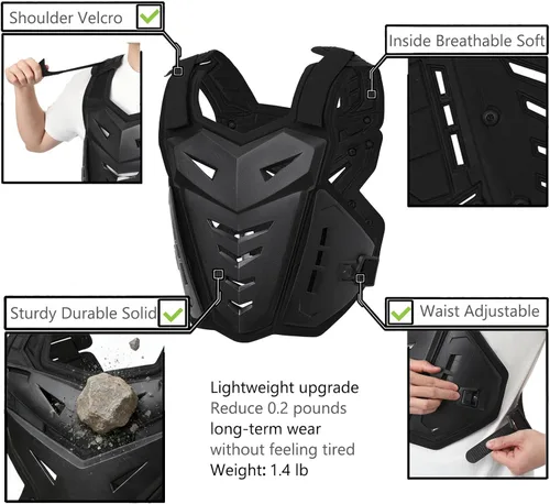 Miniatura 4 de Chaleco protector de cuerpo para motocicleta, bicicleta de calle, carreras todoterreno, ciclismo, esquí, motocross, protector de pecho para adultos