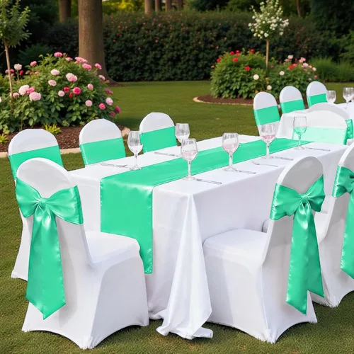 Miniatura 127 de mds - Lote de 10 lazos de satén para sillas de boda y eventos, para decoración de fiestas, 30 colores, Satin, 10 Verde oliva