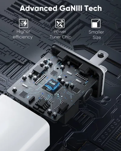 Miniatura 6 de PowerLot Cargador USB C, GaN III 35W Dual USB C Cargador de pared, PPS Bloque de carga súper rápida con enchufe plegable para iPhone 15 14 13 12 11