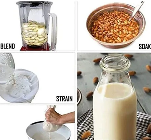 Miniatura 8 de 2 bolsas de leche de nuez de calidad profesional, grande de 10 x 12 pulgadas, de grado comercial, bolsa de leche de almendra reutilizable y colador