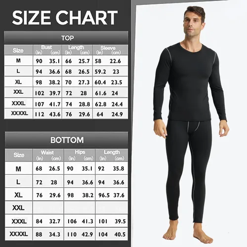 Miniatura 6 de LANBAOSI Conjunto de ropa interior térmica para hombre, conjunto de pantalones largos con forro polar, capa base cálida, trajes de compresión
