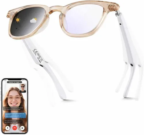 Miniatura 9 de Gafas de traducción AI unisex con más de 140 idiomas, lentes inteligentes Bluetooth con micrófono y altavoces integrados, interruptor de pasillo