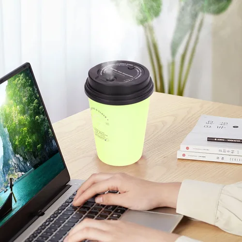 Miniatura 3 de Mini humidificador portátil, 10.1 fl oz, humidificador de automóvil, taza de café, apagado automático de bajo ruido, ligero, ahorro de espacio, Verde