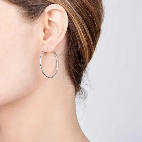 Miniatura 16 de Amberta® Aretes de plata de ley 925 con círculos finos y sin fin. Tamaño del diámetro: 20 30 40 60 2.953 in