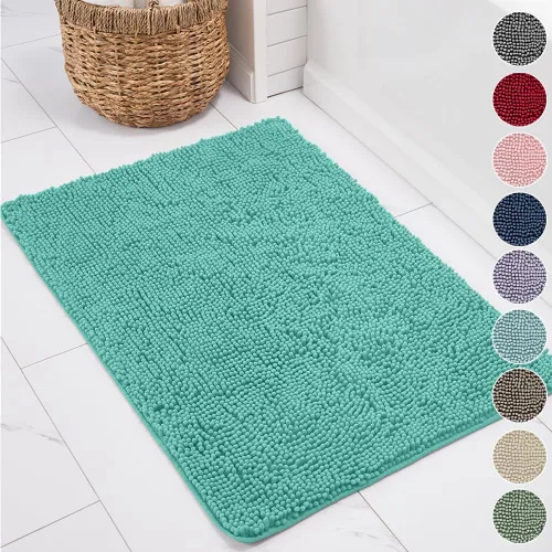 Miniatura 27 de KANGAROO Alfombras de baño, alfombra de baño de chenilla suave y absorbente, tapete de ducha lanudo, alfombra de baño de secado rápido lavable a