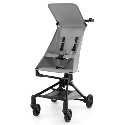 Miniatura 10 de BABY JOY Cochecito ligero, cochecito de viaje compacto para avión con fácil plegado con una sola mano, toldo ajustable, cesta de almacenamiento