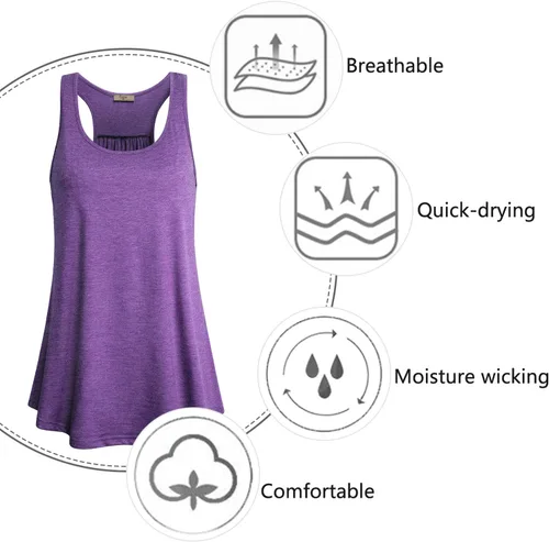Miniatura 83 de Cestyle - Camiseta sin mangas para mujer, cuello redondo, corte holgado, para entrenamiento