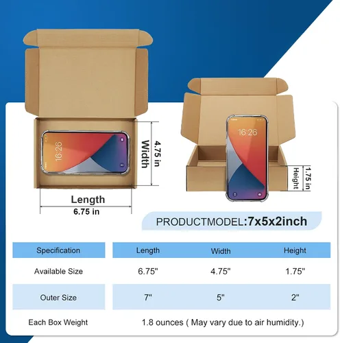 Miniatura 2 de Famagic Cajas de envío pequeñas de 7x5x2 - Paquete de 25 cajas marrones de envío para pequeñas empresas, cajas de embalaje de cartón corrugado