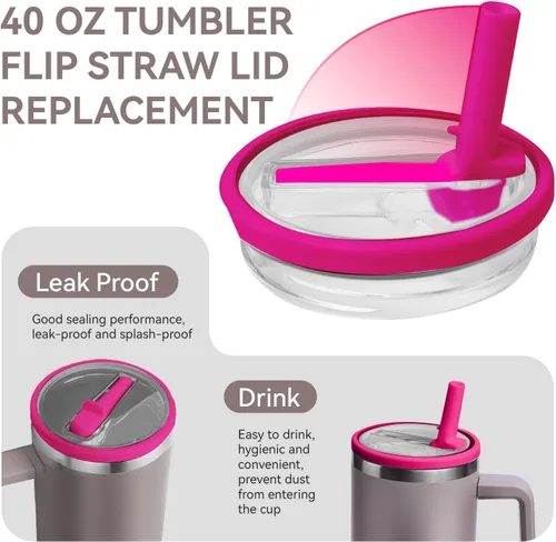 Miniatura 5 de Stanley Cup - Paquete de 3 tapas de repuesto para Stanley Cup Quencher de 40 onzas con popote, a prueba de derrames y resistentes a fugas, fundas