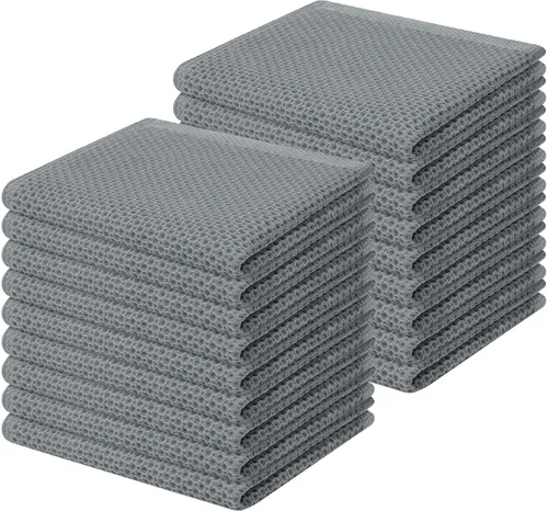 Miniatura 231 de Homaxy Paños de cocina de 100% algodón con tejido de gofre, ultra suaves, absorbentes, de secado rápido, 12 x 12 pulgadas, paquete de 6, amarillo