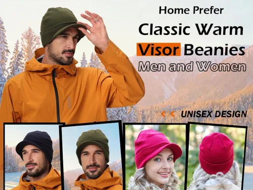 Miniatura 8 de Home Prefer - Gorro de invierno para hombre con visera, cálida y doble punto.
