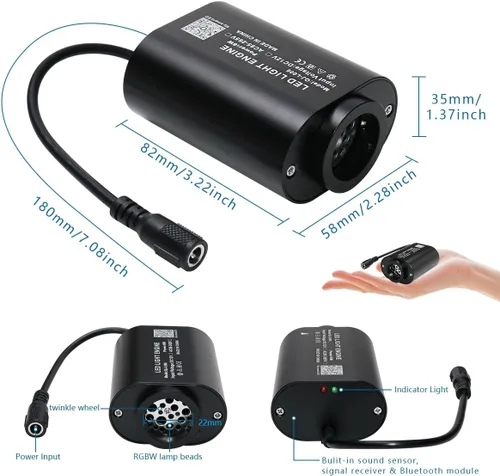 Miniatura 4 de AKEPO - Kit de luz musical RGBW de 6 W, tamaño mini, parpadeante, fibra óptica, controlada a través de aplicación, para el hogar y el automóvil, 600