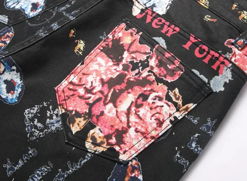 Miniatura 137 de Baylvn - Pantalones de mezclilla entallados y estampados para hombre con corte recto