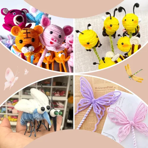 Miniatura 6 de 100 Piezas de Limpiadores de Tuberías de Chenilla, Juego de Limpiadores de Tuberías de Color Beige para Manualidades y Artesanías DIY, Tallos