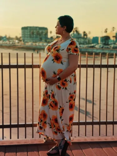 Miniatura 5 de Xpenyo Vestido Maxi de Maternidad para Mujer Casual Envolvente Largo para Baby Shower Embarazo