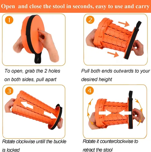 Miniatura 5 de Fishboy Taburete plegable mejorado, capacidad máxima de peso de 400 libras, ligero pero resistente, taburete plegable retráctil portátil telescópico